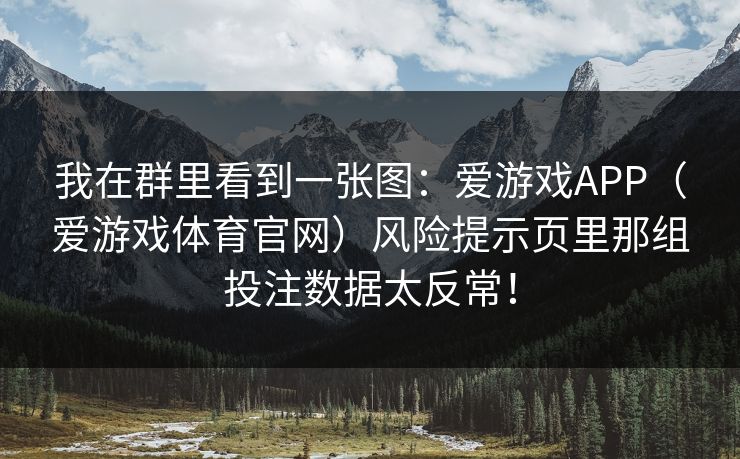 我在群里看到一张图：爱游戏APP（爱游戏体育官网）风险提示页里那组投注数据太反常！