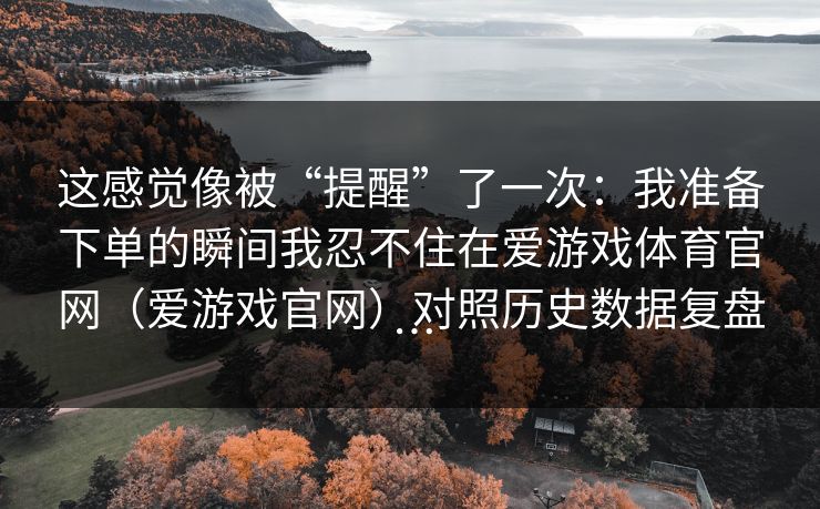 这感觉像被“提醒”了一次：我准备下单的瞬间我忍不住在爱游戏体育官网（爱游戏官网）对照历史数据复盘…